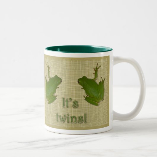 Grüner Baumfrosch Es sind Zwillinge! Mug Zweifarbige Tasse (Rechts)