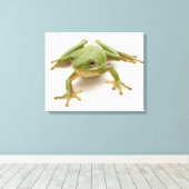 Grüner Baumfrosch Leinwanddruck (Insitu (Holzboden))