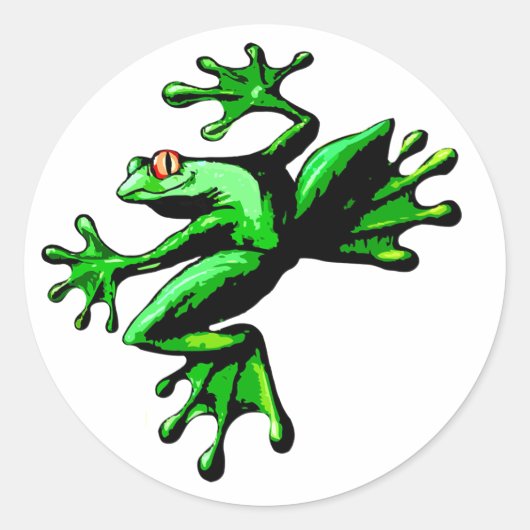 Grüner Baumfrosch Runder Aufkleber (Vorderseite)