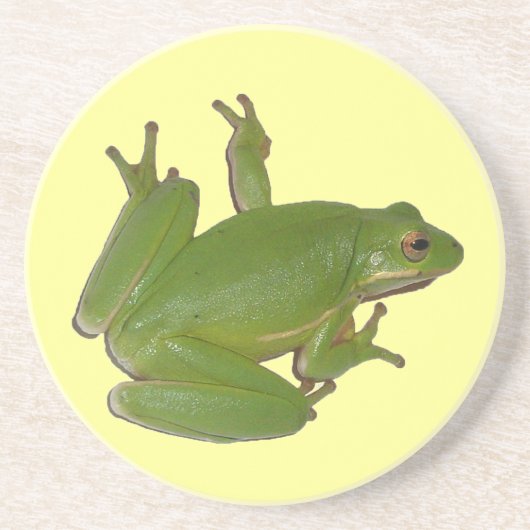 Grüner Baumfrosch Sandstein Untersetzer (Vorne)