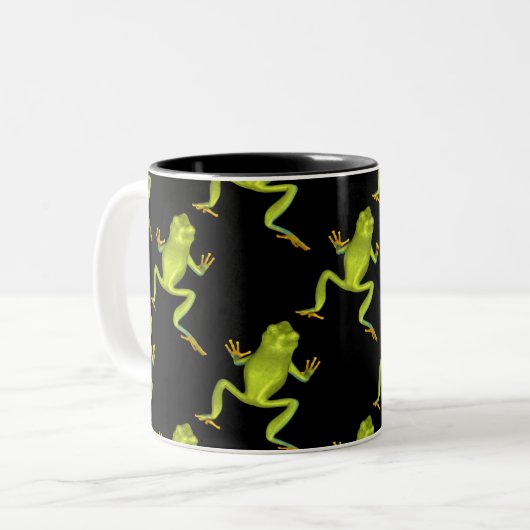 Grüner Baumfrosch Zweifarbige Tasse (Vorderseite Links)