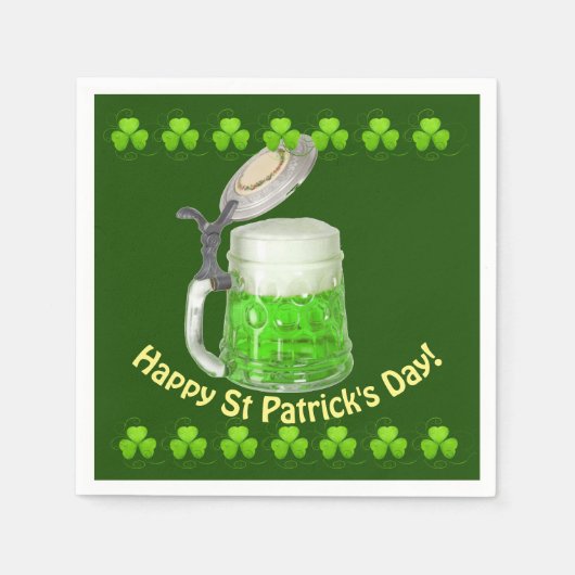 Grüner Beer St Patrick's Day Serviette (Vorderseite)