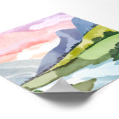 Grüner Berg Sonnenaufgang | Aquarell Poster (Ecke)