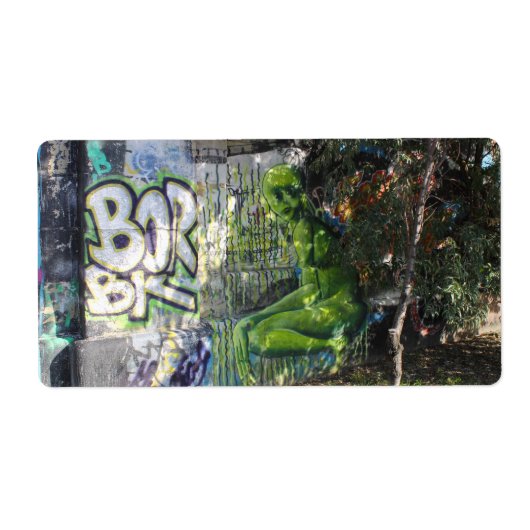 Grüner Besucher aus dem Weltraum Graffiti (Vorne)