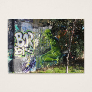 Grüner Besucher aus dem Weltraum Graffiti