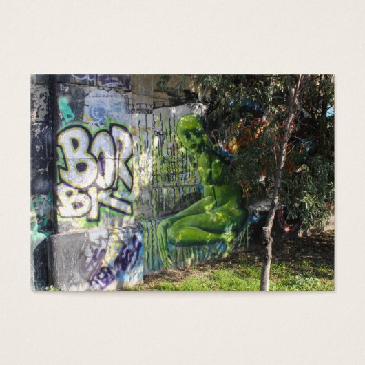 Grüner Besucher aus dem Weltraum Graffiti (Vorderseite)
