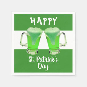 Grüner Bierglas Frohen St. Patrick`s Tag Party Serviette