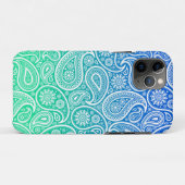 Grüner bis blauer Ober-Paisley Case-Mate iPhone Hülle (Rückseite (Horizontal))