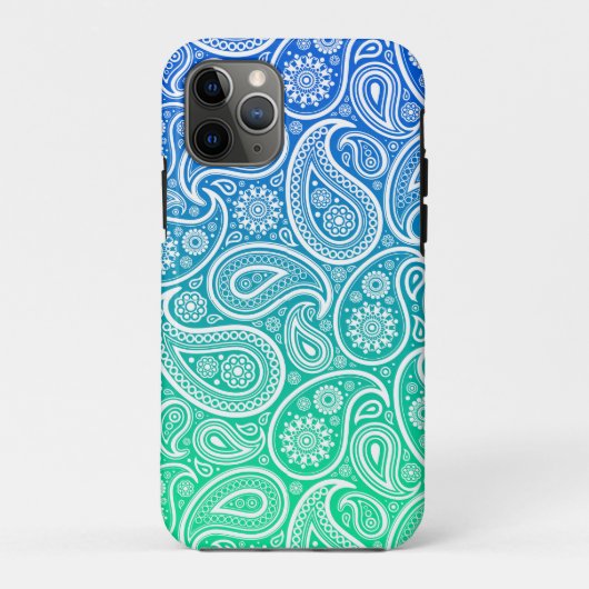 Grüner bis blauer Ober-Paisley Case-Mate iPhone Hülle (Rückseite)