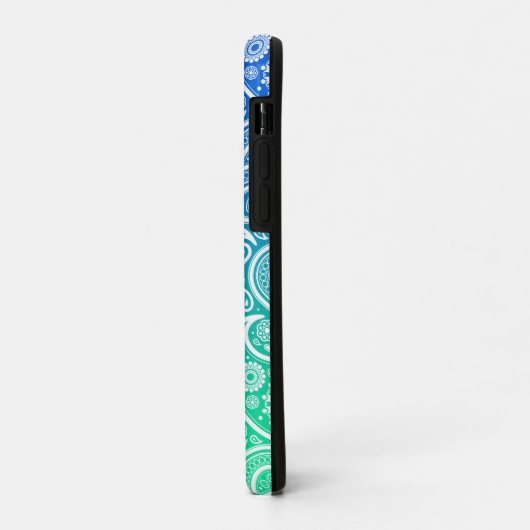 Grüner bis blauer Ober-Paisley Case-Mate iPhone Hülle (Hinten/Links)