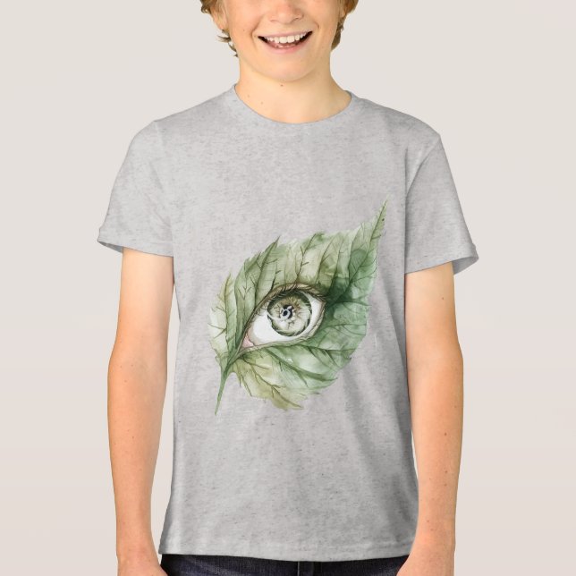 Grüner Blatt Kobold Auge   Tri-Blend Shirt (Vorderseite)