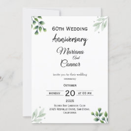 Grüner Blatt'-Standard zum 60. Hochzeitstag Einladung