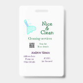 Grüner blauer Gitter-Reinigungsmopp Name Adresse Q Ausweis (Rückseite)