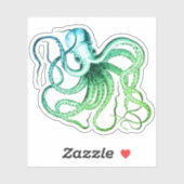 Grüner Blauer Oktopus Vinyl Cut Sticker (Blatt)