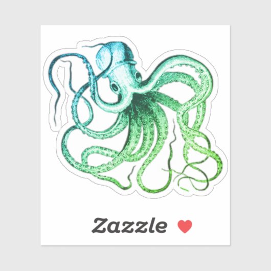 Grüner Blauer Oktopus Vinyl Cut Sticker (Blatt)