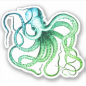 Grüner Blauer Oktopus Vinyl Cut Sticker (Vorderseite)