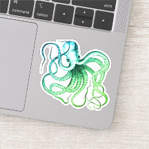 Grüner Blauer Oktopus Vinyl Cut Sticker