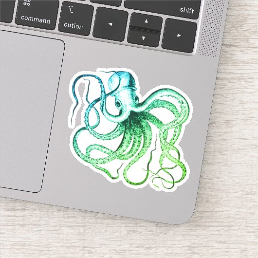Grüner Blauer Oktopus Vinyl Cut Sticker (Detail)