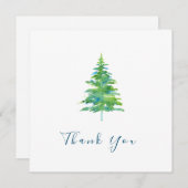 Grüner Blauer Wasserfarbenbaum Dankeskarte (Vorne/Hinten)