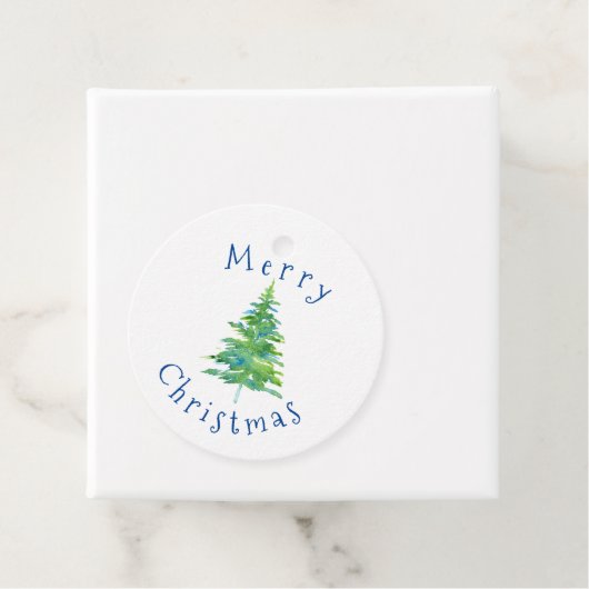 Grüner Blauer Wasserfarbenbaum Geschenkanhänger (Beispiel)