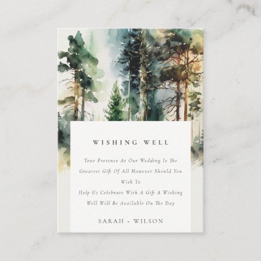 Grüner Blauwaldwald wünscht gute Hochzeit Begleitkarte (Vorderseite)