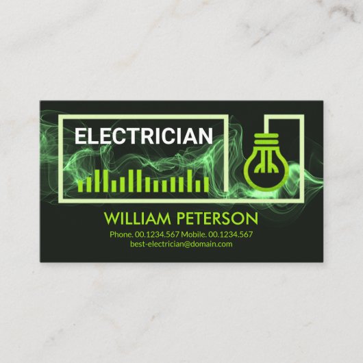 Grüner Blitzgerät Elektrischer Unternehmer Visitenkarte (Vorderseite)