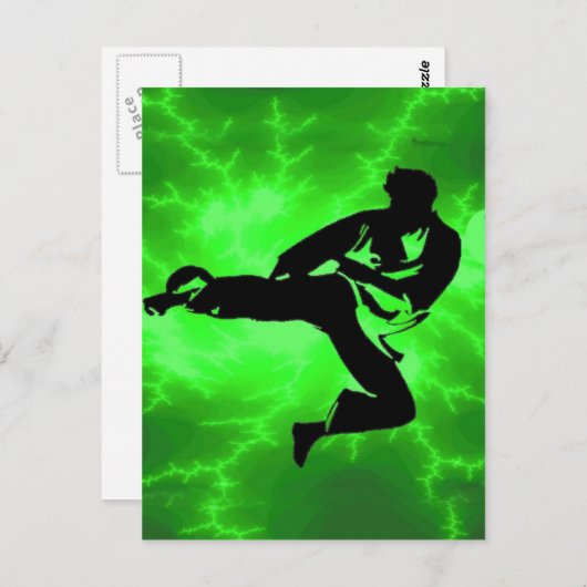 Grüner Blitzmann für Kampfkunst Postkarte (Vorne/Hinten)