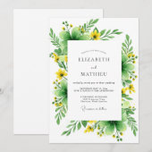 Grüner blühender Sommerhochzeit Einladung (Vorne/Hinten)
