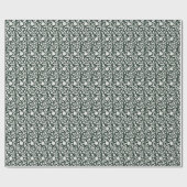 Grüner Blumen-Blockdruck Geschenkpapier (Flach)