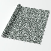 Grüner Blumen-Blockdruck Geschenkpapier (Ungerollt)