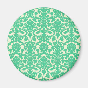 Grüner Blumen-Damask-Magnet Magnet