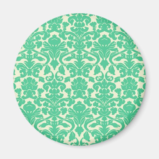 Grüner Blumen-Damask-Magnet Magnet (Vorne)