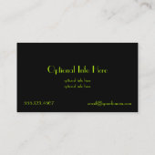 Grüner Blumenblatt-NeonWirbel auf schwarzem Visitenkarte (Rückseite)