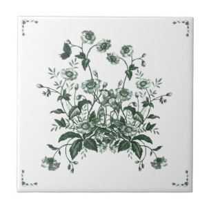 Grüner Blumenbusch-Toile inspirierte Dekorfliese Fliese
