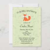 Grüner Blumenfox-Kinderdusche Einladung (Vorderseite)