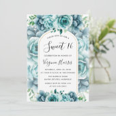 Grüner Blumengarten 16 . Geburtstag 16 Geburtstag Einladung (Stehend Vorderseite)