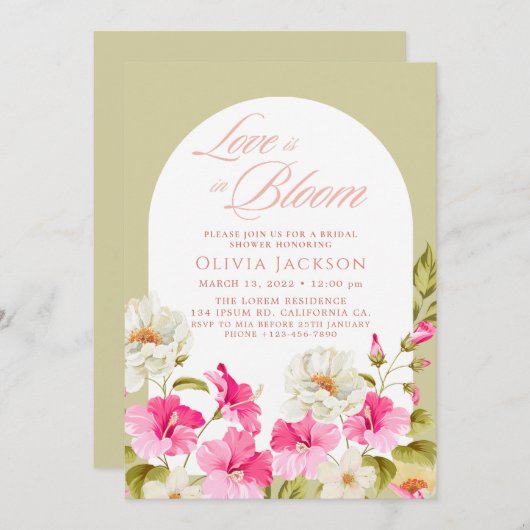 Grüner Blumengarten Blume Brautparty Einladung (Vorne/Hinten)