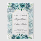 Grüner Blumengarten Nuestra Boda Spanische Hochzei Pergament Einladungen (Vorderseite)