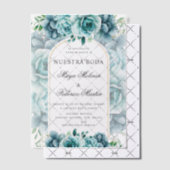 Grüner Blumengarten Nuestra Boda Spanische Hochzei Pergament Einladungen (Versetzt (Einladung))