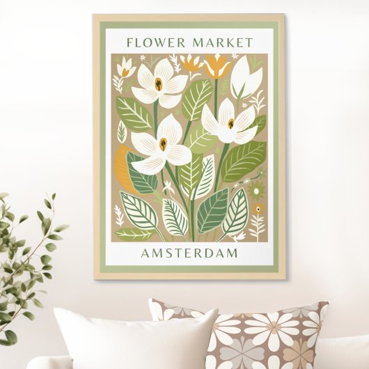 Grüner Blumenmarkt Druckbar Poster