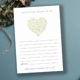 Grüner Blumenstrauß für Brautparty Begleitkarte