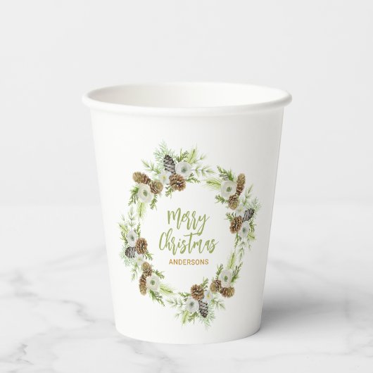 Grüner Blumenstrauß Pappbecher (Rückseite)