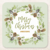 Grüner Blumenstrauß Rechteckiger Pappuntersetzer (Vorderseite)