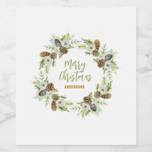 Grüner Blumenstrauß Weinetikett (Einzelnes Label)