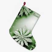 Grüner Blumenurlaub Weihnachten Strumpf Großer Weihnachtsstrumpf (Vorderansicht (hängend))