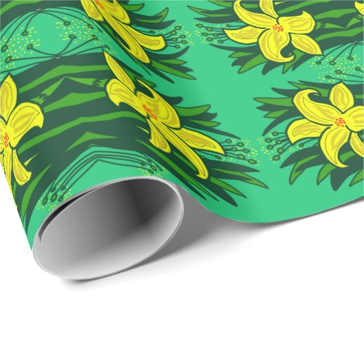 Grüner Blumenwickler Geschenkpapier (Rolleneckpunkt)