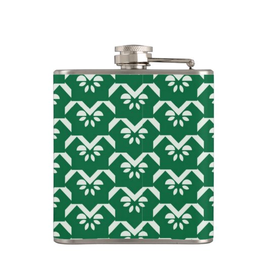 Grüner Blumenzickzack Flachmann (Rückseite)