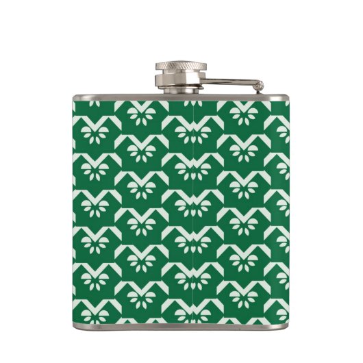 Grüner Blumenzickzack Flachmann (Rückseite)