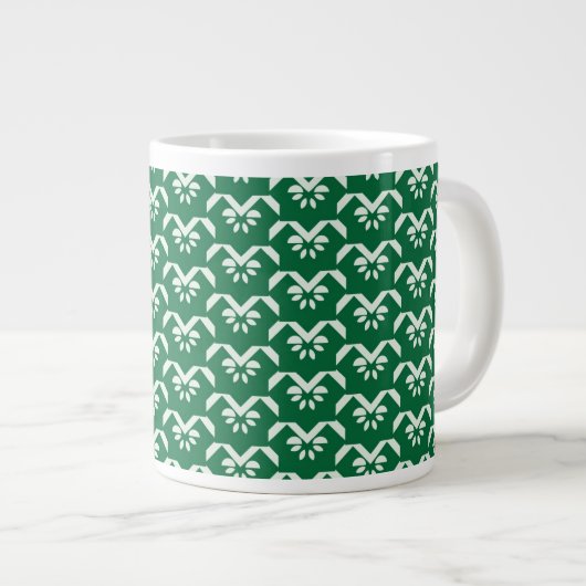 Grüner Blumenzickzack Jumbo-Tasse (Vorderseite Rechts)