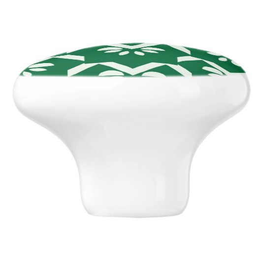 Grüner Blumenzickzack Keramikknauf (Seitenansicht)